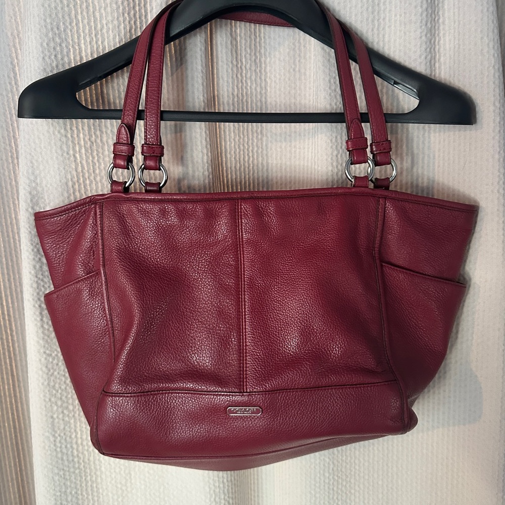 Coach real leather dark red purse